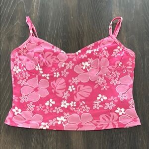 PINK FLORAL CROP TANK SIZE XS (2) TEEN